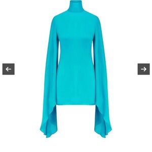 Rat & Boa Turquoise Mini Dress with Dramatic Draped Sleeves